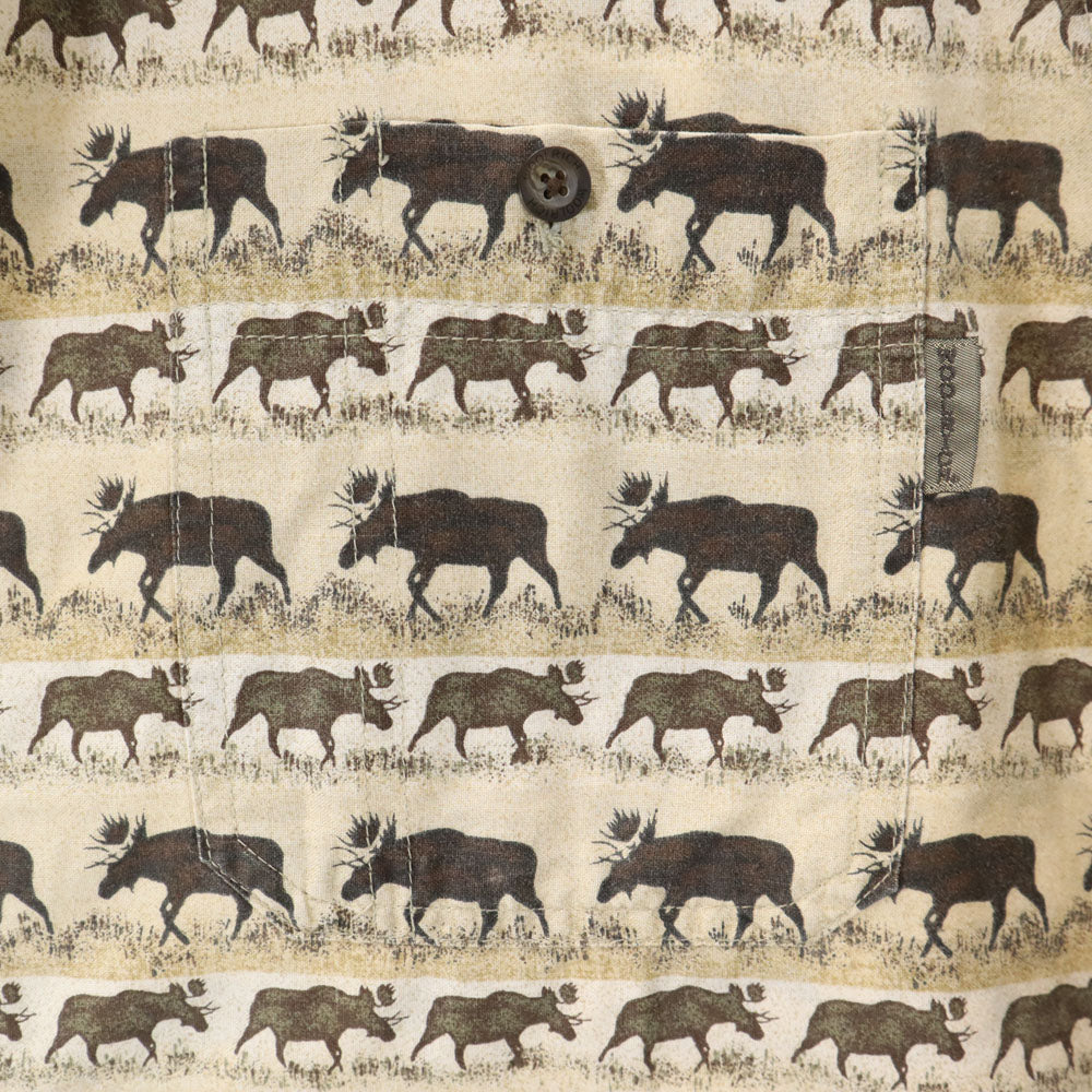 ウールリッチ アニマル柄 長袖 ボタンダウンシャツ L ベージュ WOOLRICH メンズ