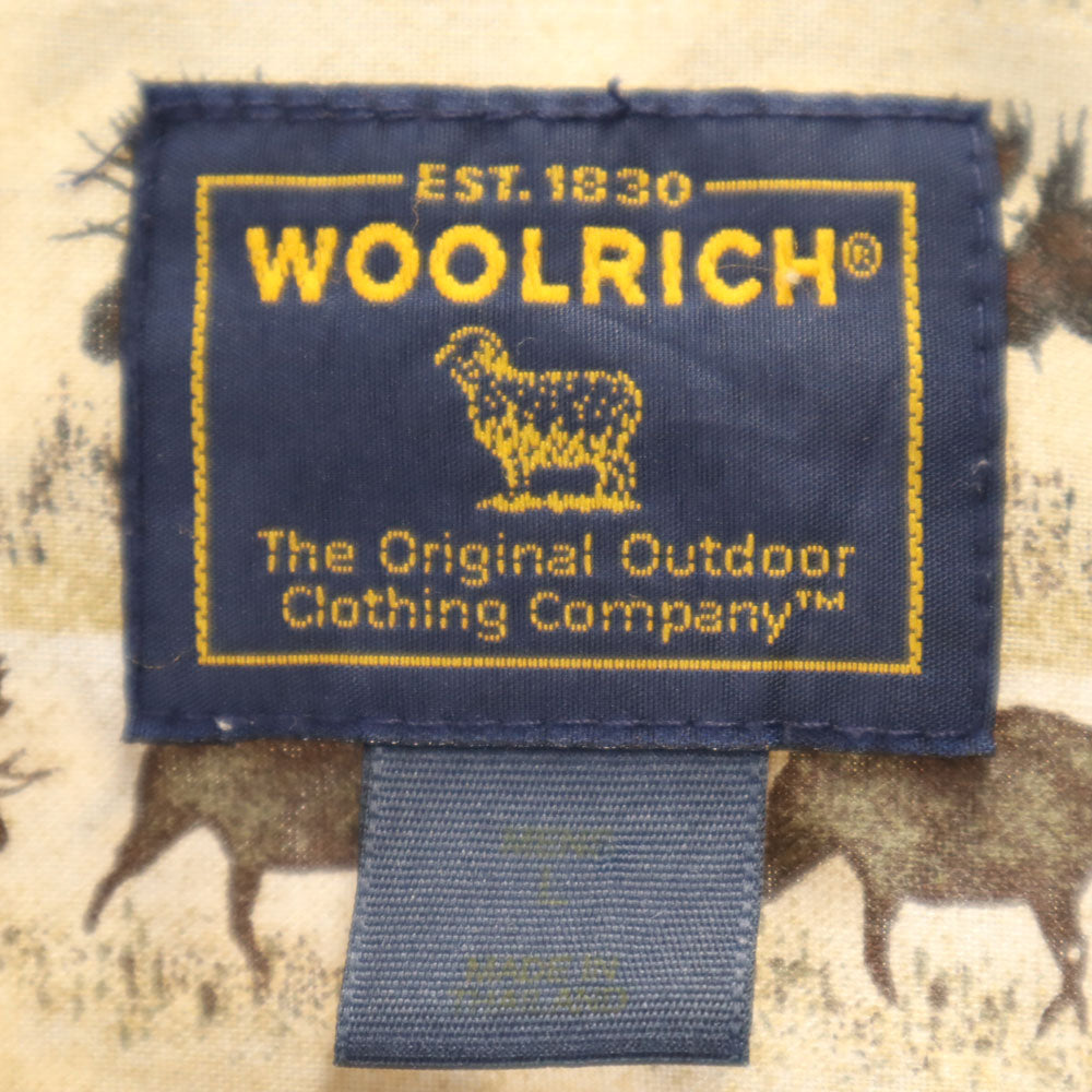 ウールリッチ アニマル柄 長袖 ボタンダウンシャツ L ベージュ WOOLRICH メンズ