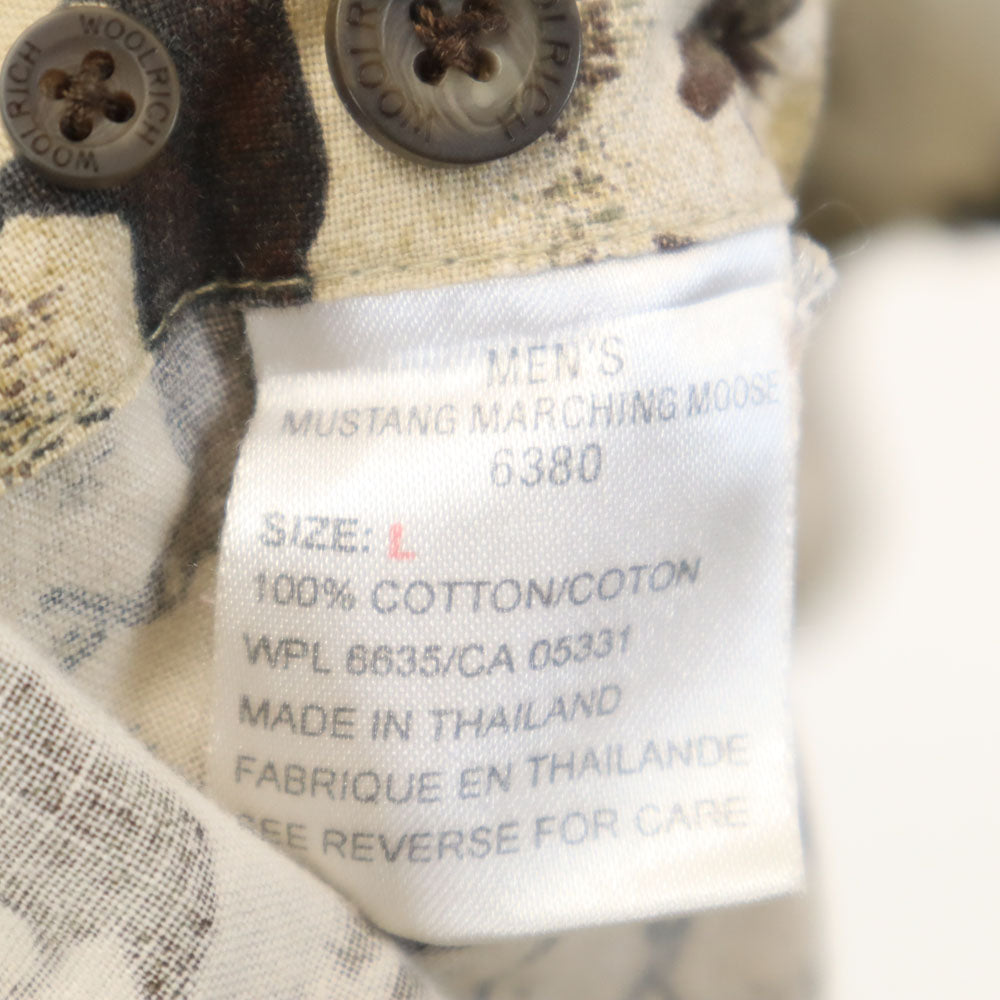 ウールリッチ アニマル柄 長袖 ボタンダウンシャツ L ベージュ WOOLRICH メンズ