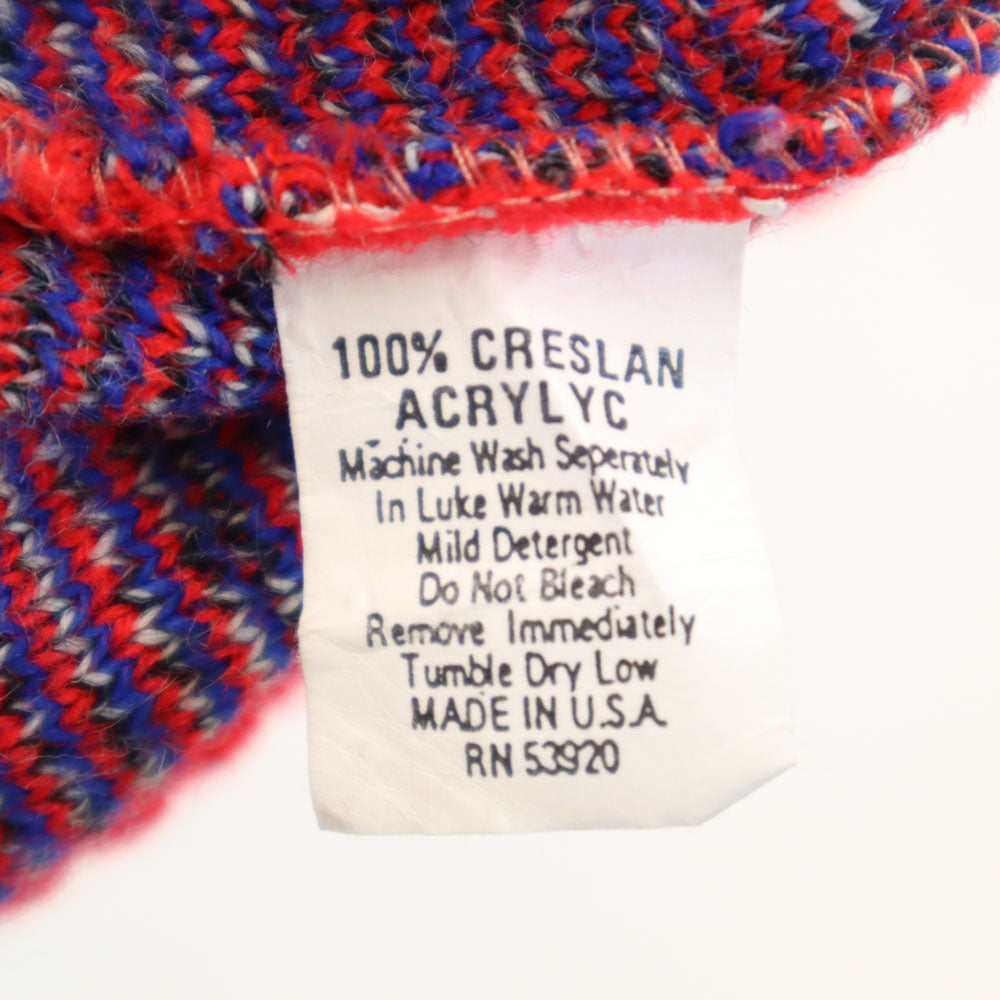 La Vista 80s 90s アクリル オールド USA製 総柄 長袖 セーター 赤系 ニット メンズ