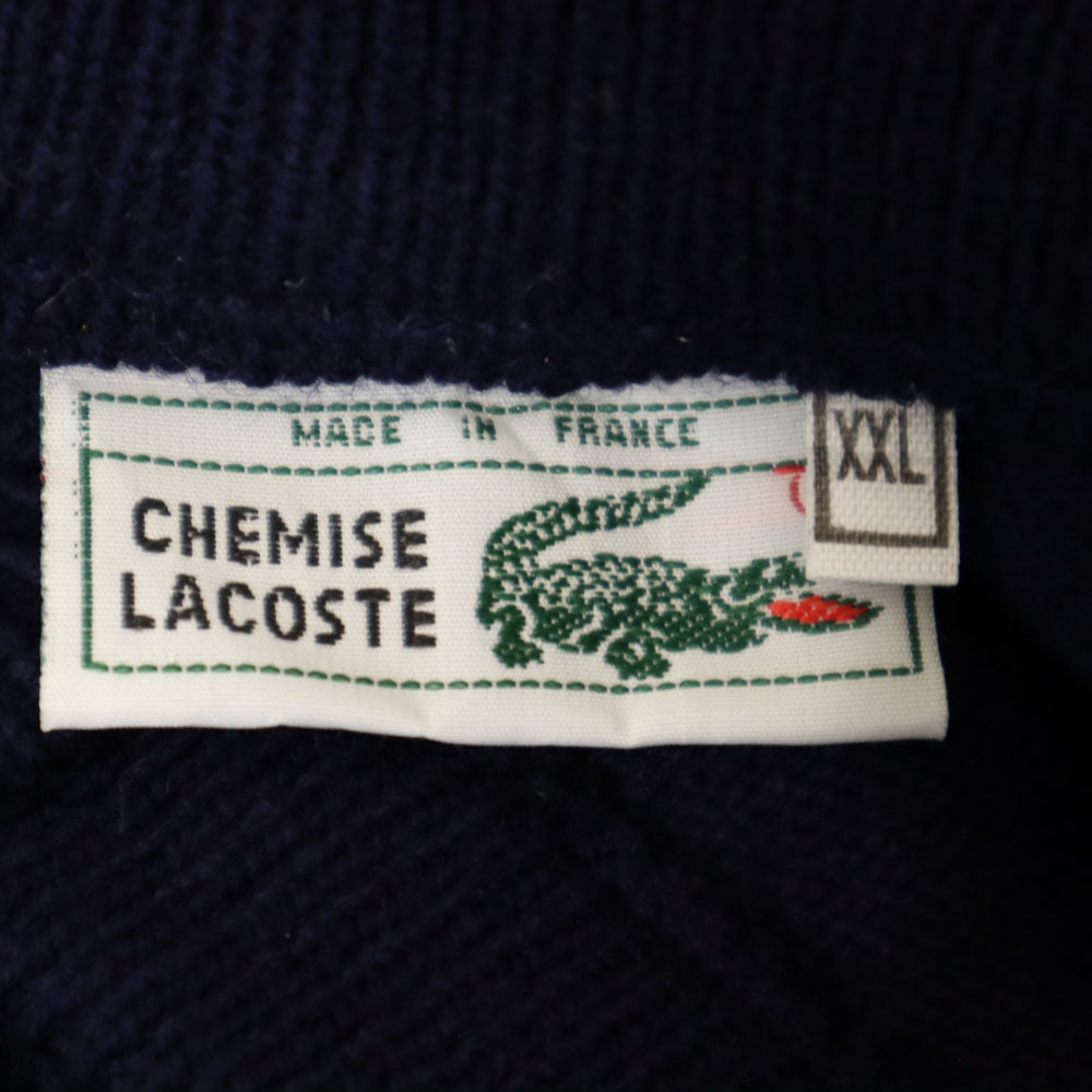 CHEMISE LACOSTE シュミーズラコステ 80s ヴィンテージ 長袖 Vネック セーター XXL ネイビー ニット メンズ