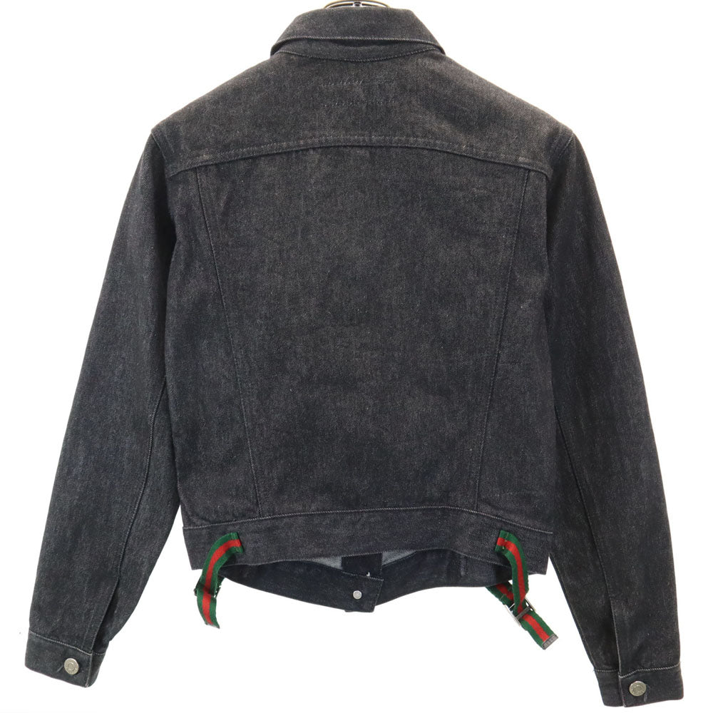 グッチ イタリア製 デニムジャケット 40 ブラック GUCCI ジージャン トラッカー レディース