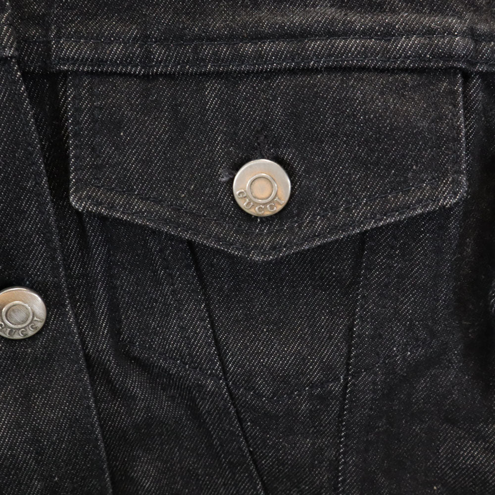 グッチ イタリア製 デニムジャケット 40 ブラック GUCCI ジージャン トラッカー レディース