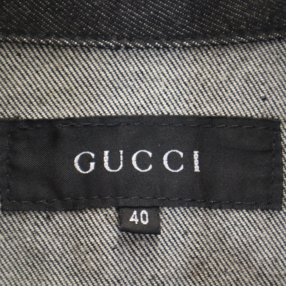 グッチ イタリア製 デニムジャケット 40 ブラック GUCCI ジージャン トラッカー レディース