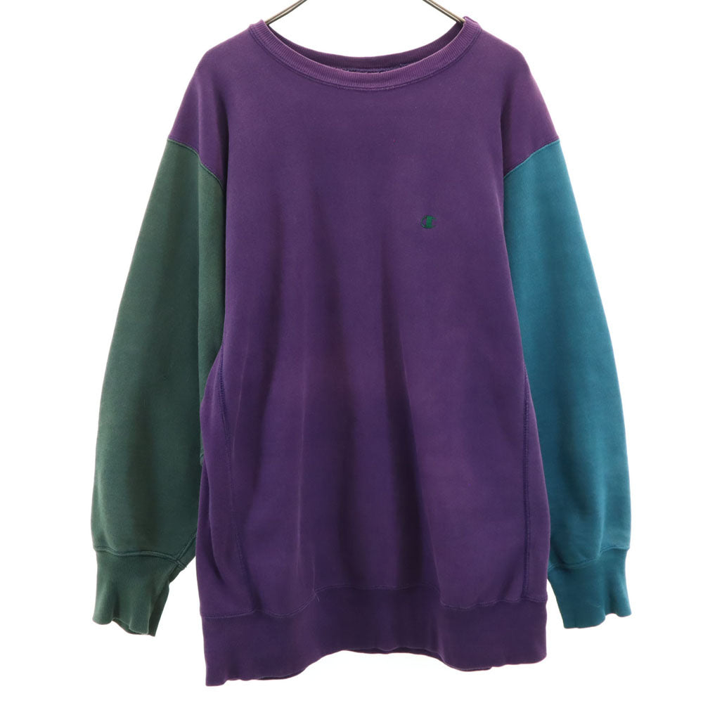 Champion チャンピオン 90s USA製 オールド 刺繍タグ 長袖 リバースウィーブ スウェット トレーナー XXL パープル 他 ビッグサイズ メンズ