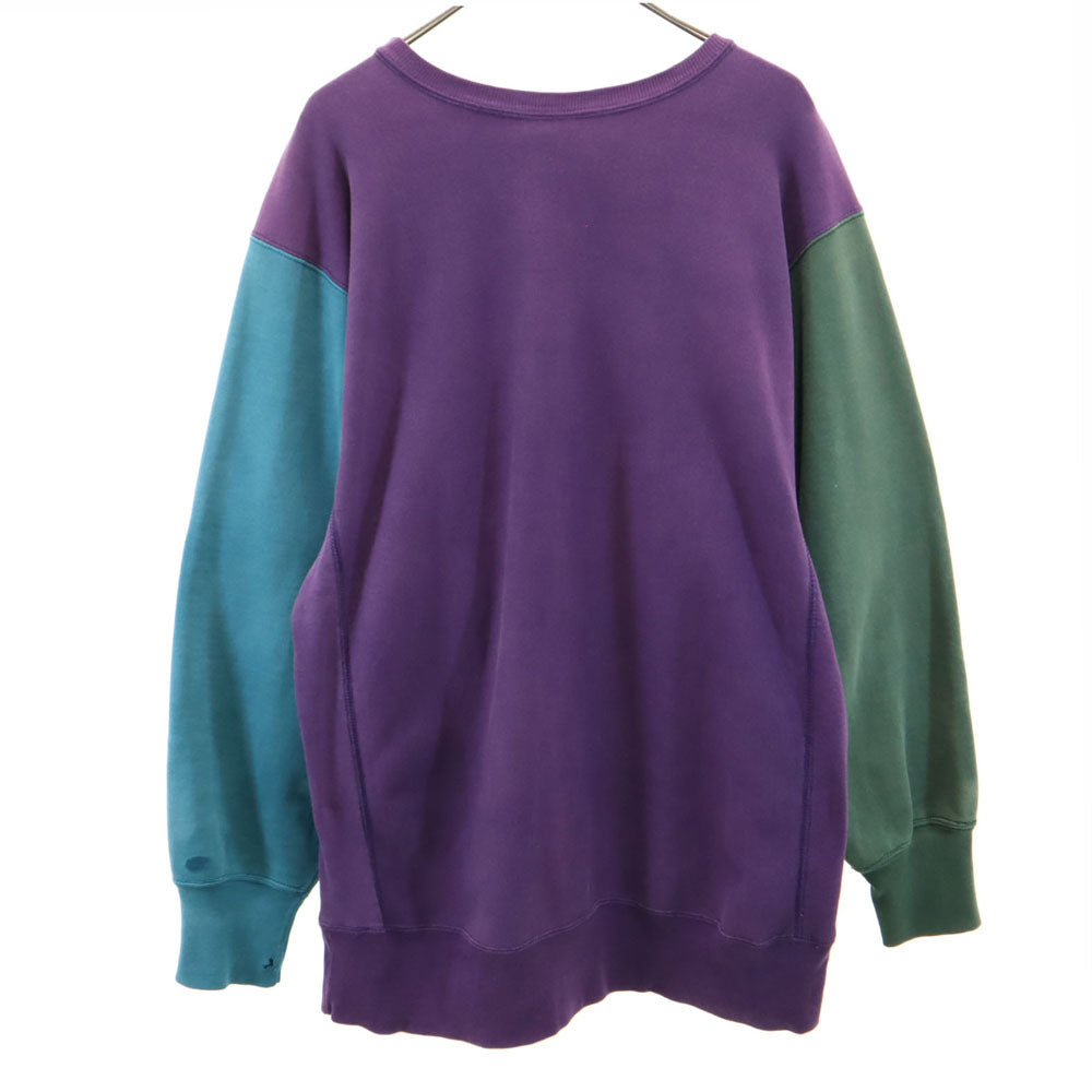 Champion チャンピオン 90s USA製 オールド 刺繍タグ 長袖 リバースウィーブ スウェット トレーナー XXL パープル 他 ビッグサイズ メンズ