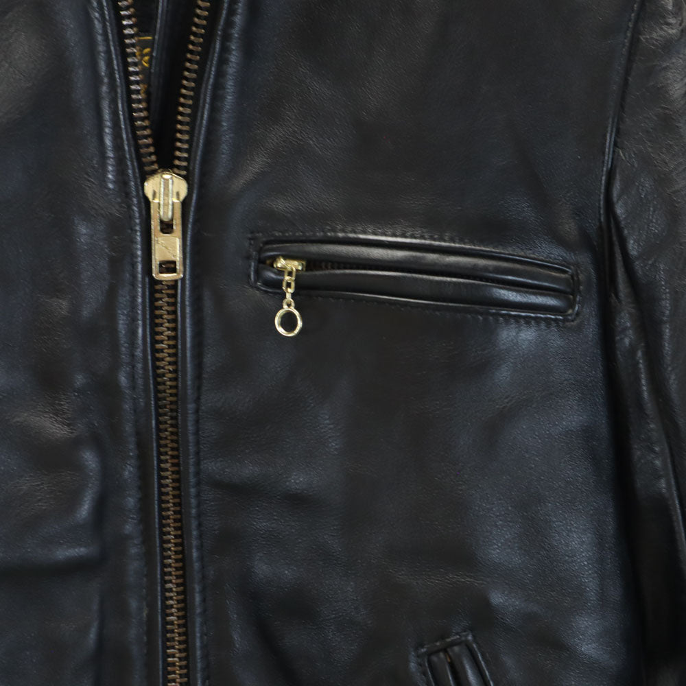 VANSON バンソン USA製 レザー シングルライダースジャケット 34 ブラック leather ライナー付き メンズ