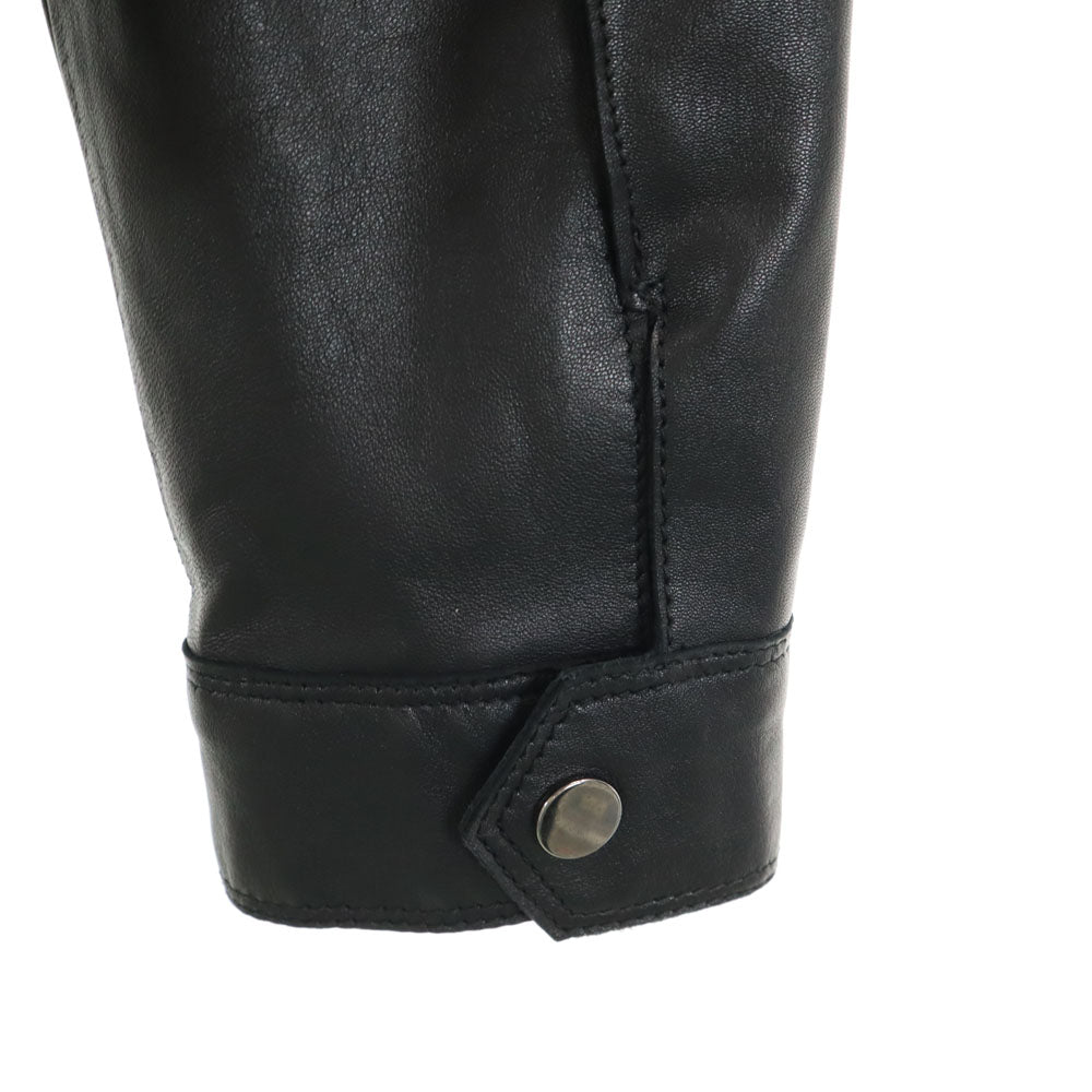 ARMANI JEANS アルマーニジーンズ シープレザー ダブルライダースジャケット 38 ブラック レディース