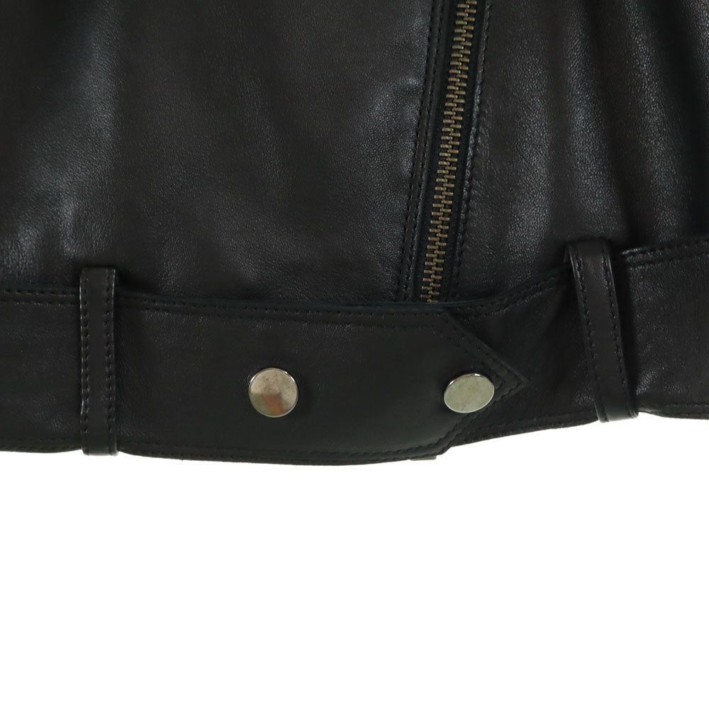 ARMANI JEANS アルマーニジーンズ シープレザー ダブルライダースジャケット 38 ブラック レディース