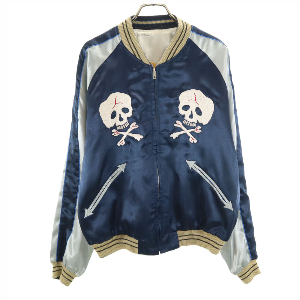 東洋エンタープライズ テーラー東洋 TT10726 スカル 龍 刺繍 リバーシブル サテン スカジャン M ネイビー 他 髑髏 メンズ