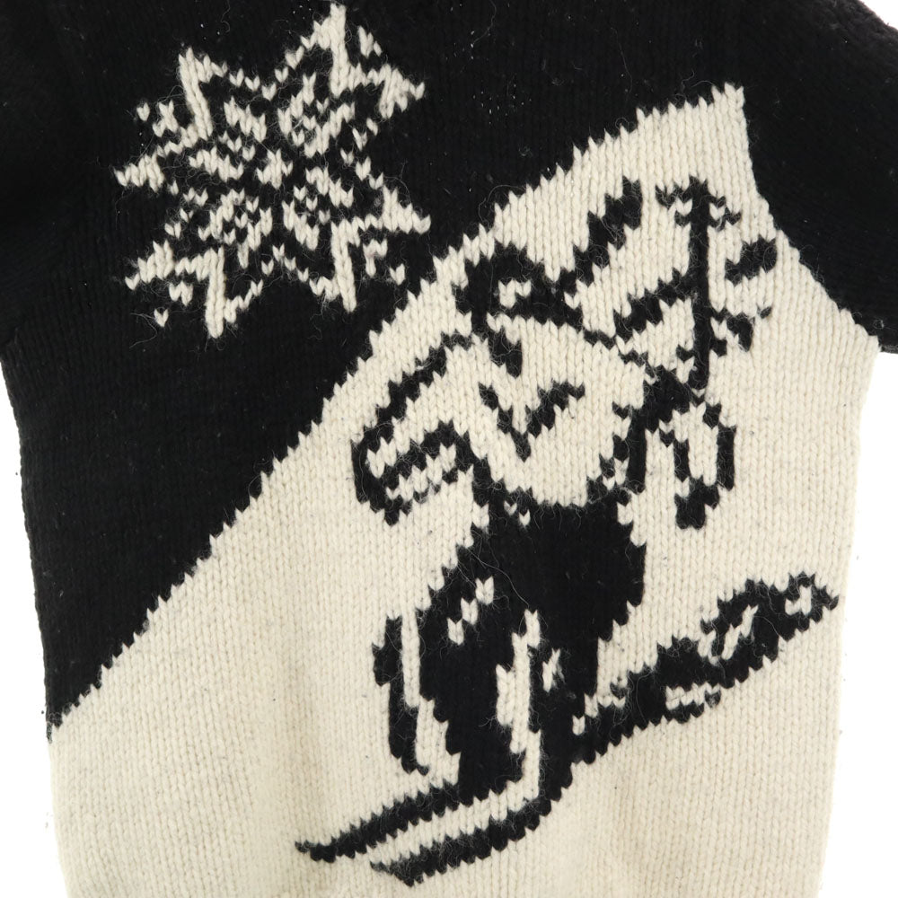 POLO SPORT RALPH LAUREN ポロスポーツラルフローレン ウールブレンド ハンドニット 長袖 Vネック セーター L ブラック ハンドニット メンズ