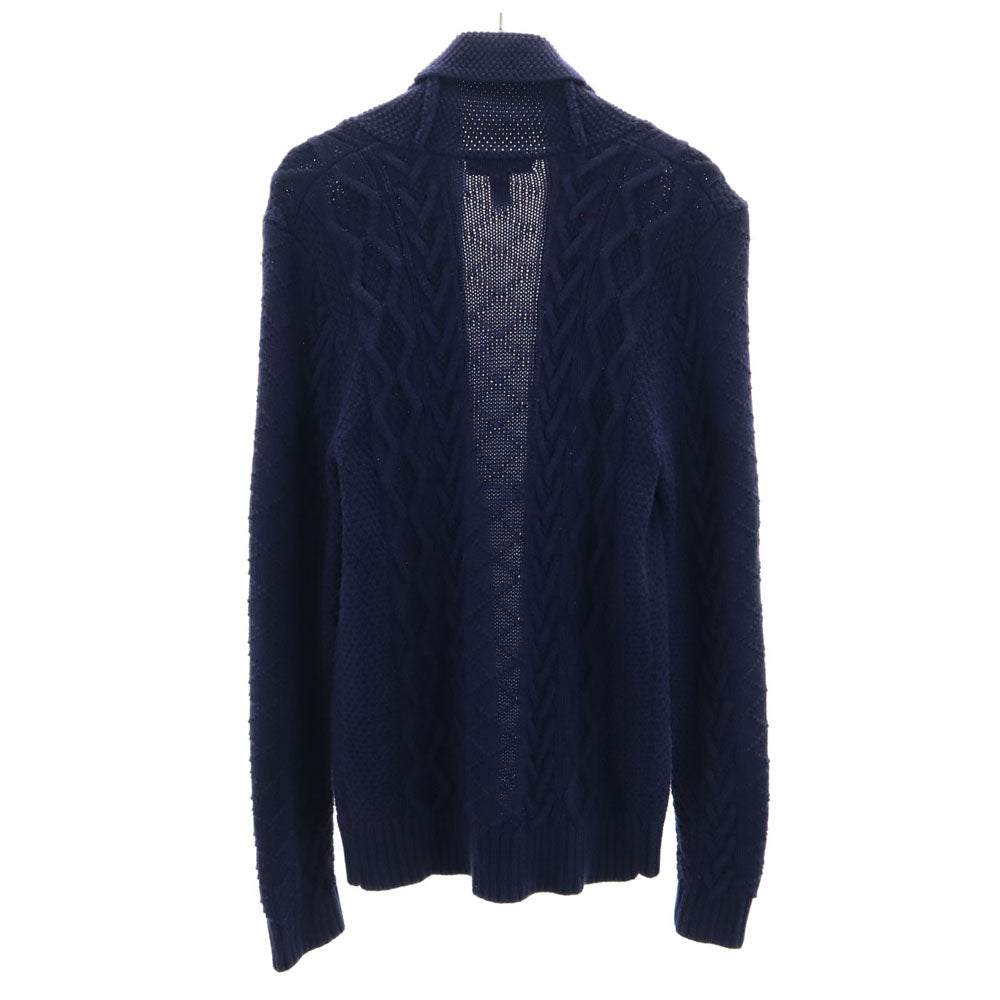 LAURENJEANSCO.RALPH LAUREN ローレンジーンズカンパニーラルフローレン 長袖 ショールカラー フック ニットカーディガン M ネイビー レディース
