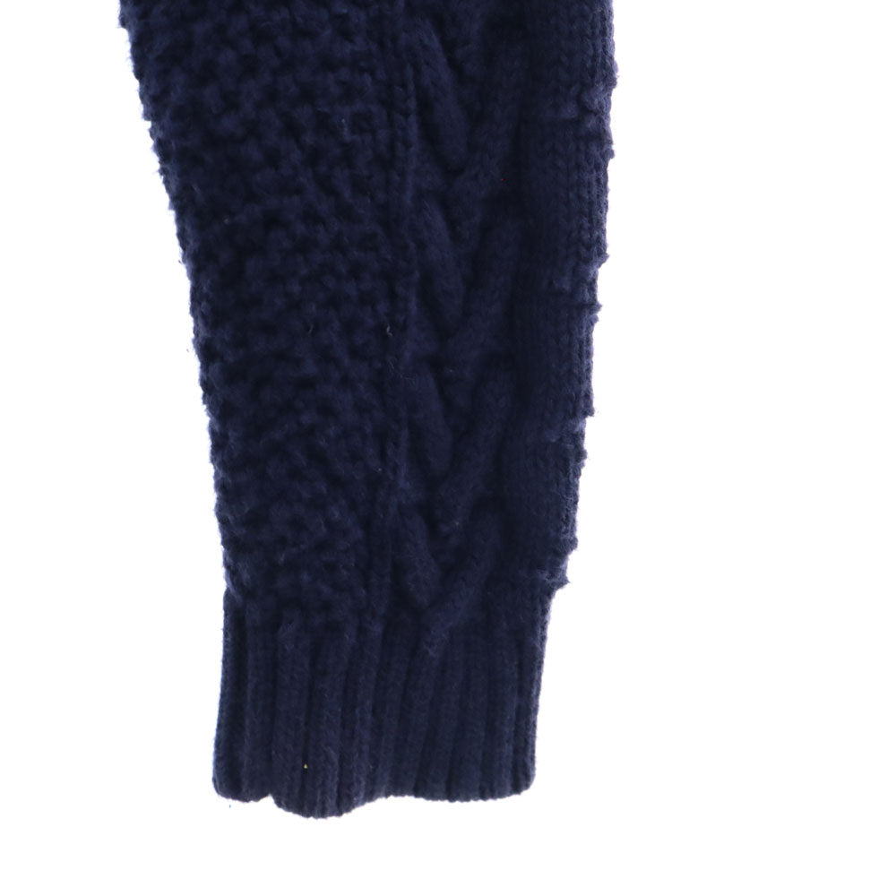 LAURENJEANSCO.RALPH LAUREN ローレンジーンズカンパニーラルフローレン 長袖 ショールカラー フック ニットカーディガン M ネイビー レディース