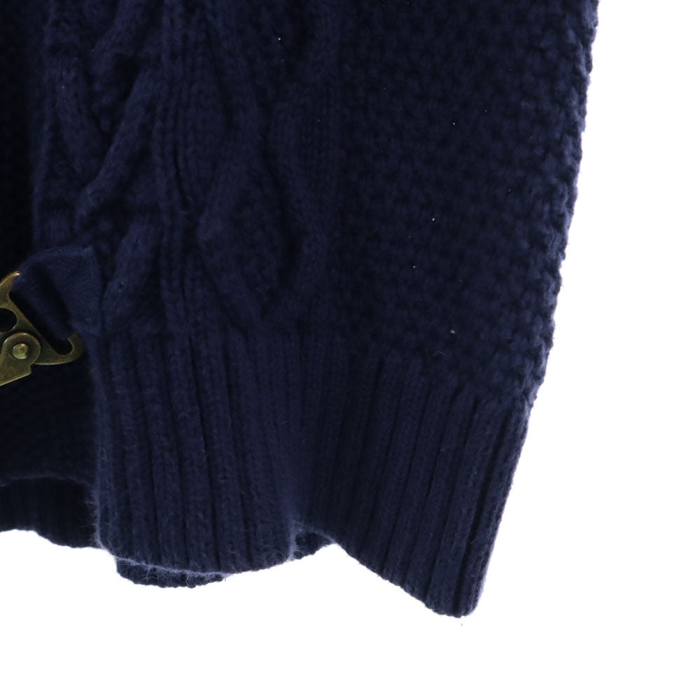 LAURENJEANSCO.RALPH LAUREN ローレンジーンズカンパニーラルフローレン 長袖 ショールカラー フック ニットカーディガン M ネイビー レディース