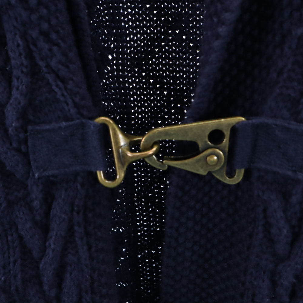 LAURENJEANSCO.RALPH LAUREN ローレンジーンズカンパニーラルフローレン 長袖 ショールカラー フック ニットカーディガン M ネイビー レディース