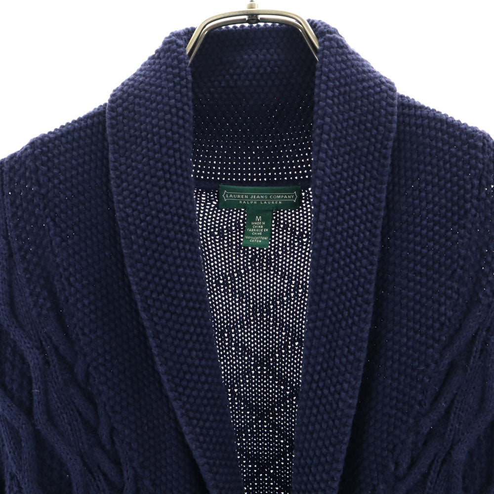 LAURENJEANSCO.RALPH LAUREN ローレンジーンズカンパニーラルフローレン 長袖 ショールカラー フック ニットカーディガン M ネイビー レディース