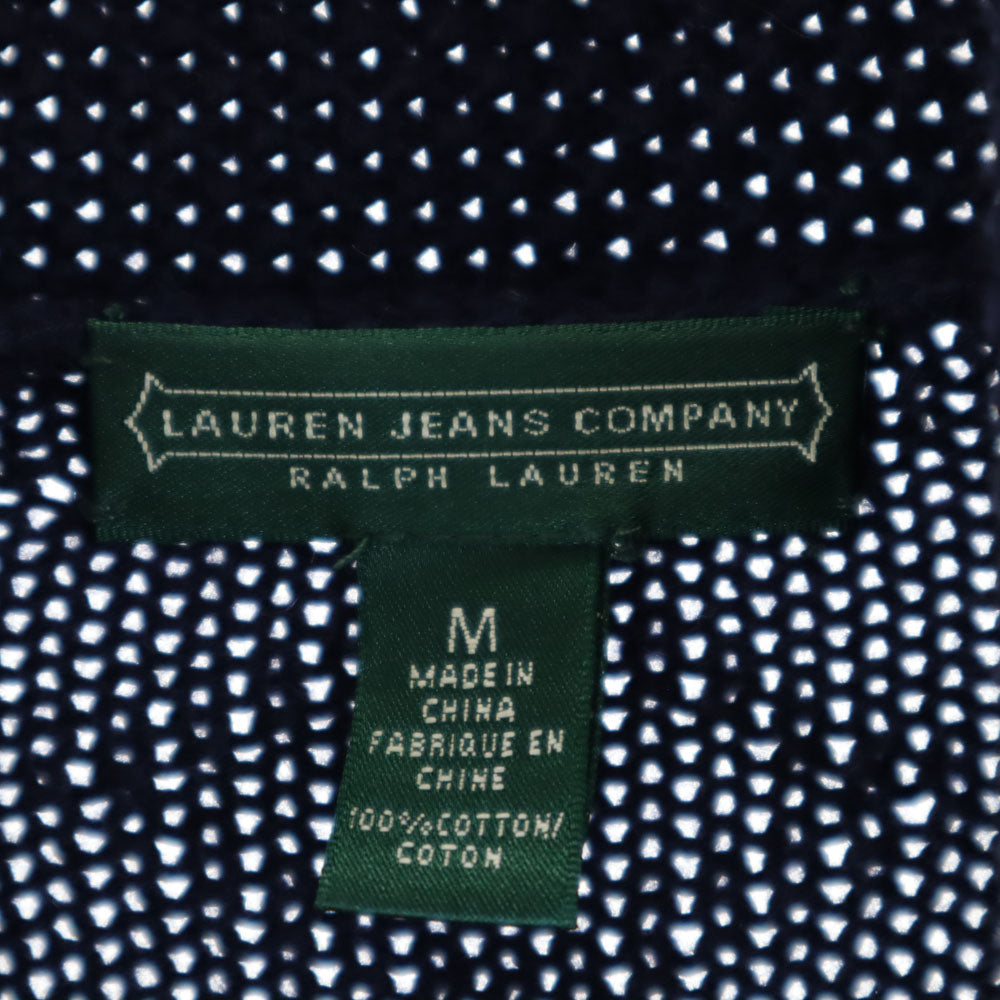 LAURENJEANSCO.RALPH LAUREN ローレンジーンズカンパニーラルフローレン 長袖 ショールカラー フック ニットカーディガン M ネイビー レディース