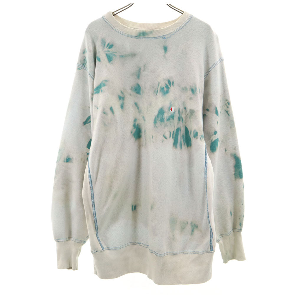 Champion チャンピオン 90s リバースウィーブ USA製 オールド 刺繍タグ ブリーチ加工 長袖 スウェット トレーナー XL グリーン系 裏起毛 メンズ