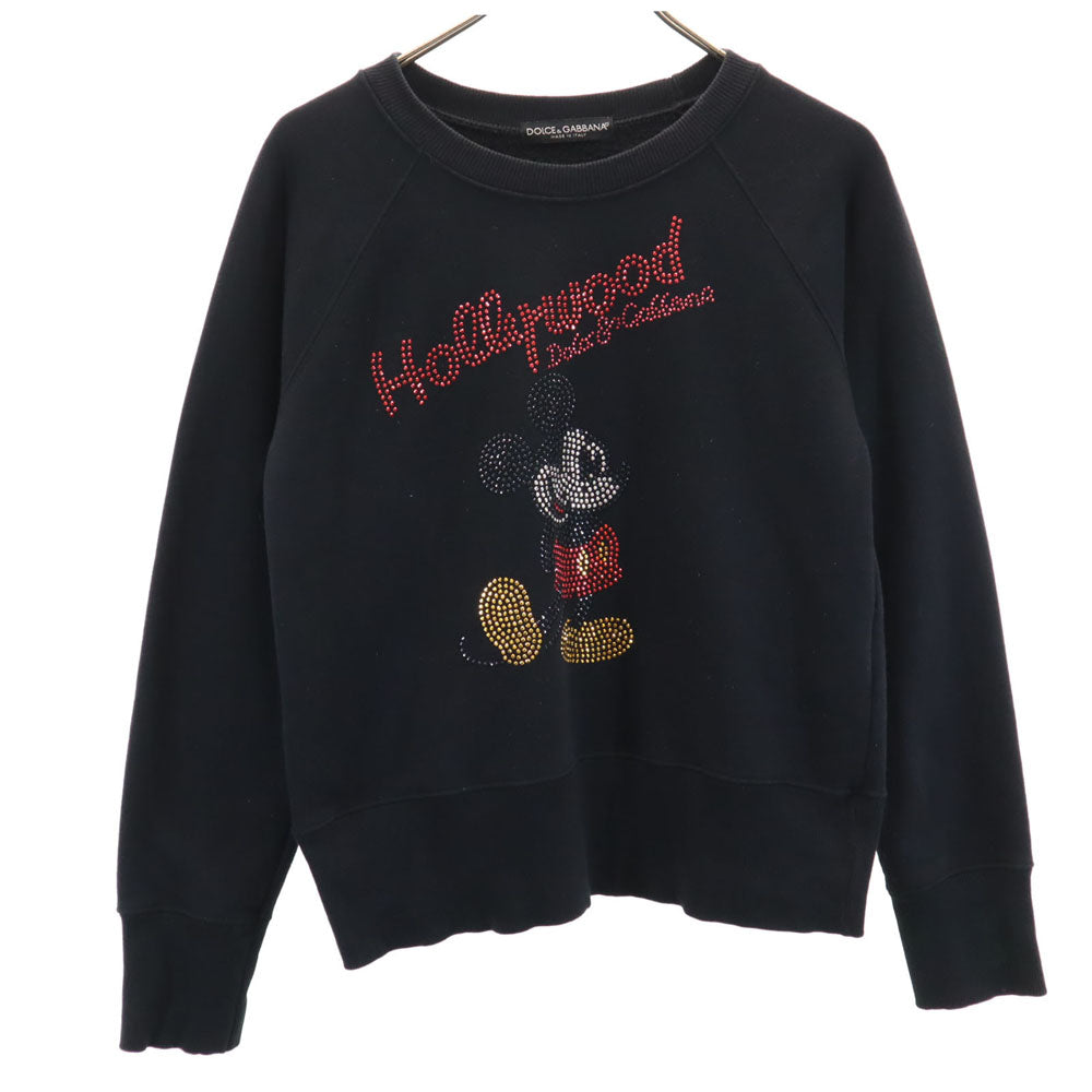 DOLCE&GABBANA ドルチェアンドガッバーナ イタリア製 ミッキーマウス 長袖 トレーナー ブラック系 裏起毛 スウェット レディース