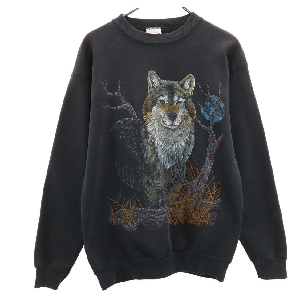 TULTEX タルテックス 90s オールド プリント 長袖 トレーナー L ブラック系 スウェット メンズ