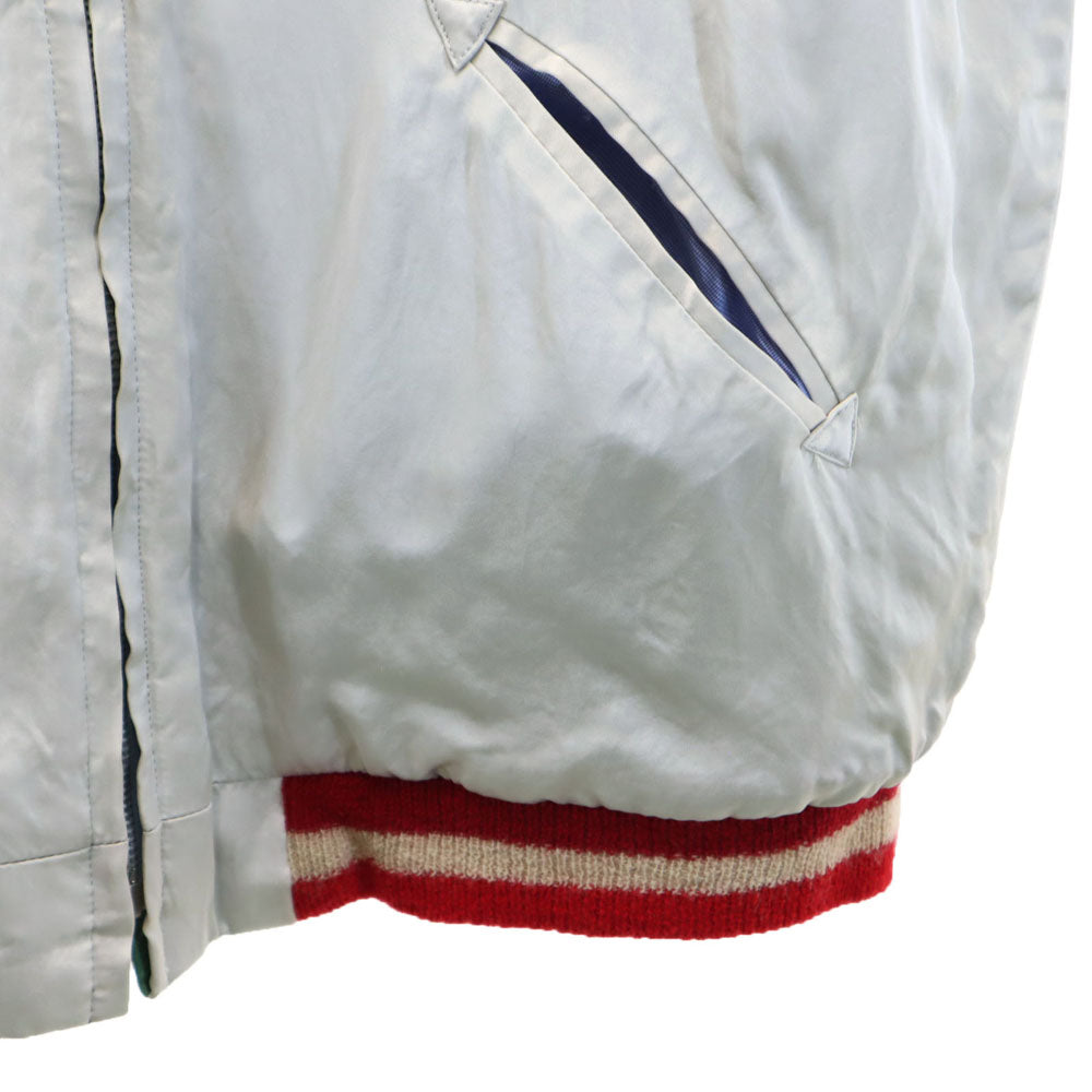 港商 日本製 TT14270 顔トラ 両A面 長袖 リバーシブル スカジャン 大 グレー×グリーン 東洋エンタープライズ 鷲 メンズ