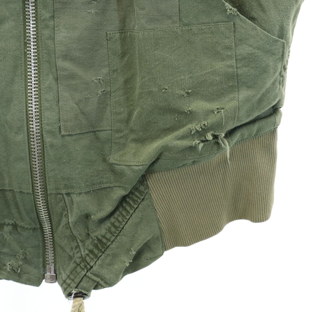 GREG LAUREN グレッグローレン USA製 長袖 ジップジャケット 1 カーキ系 メンズ