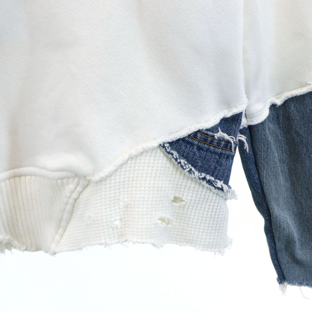 GREG LAUREN グレッグローレン USA製 長袖 スウェットパーカー 1 ホワイト系 メンズ