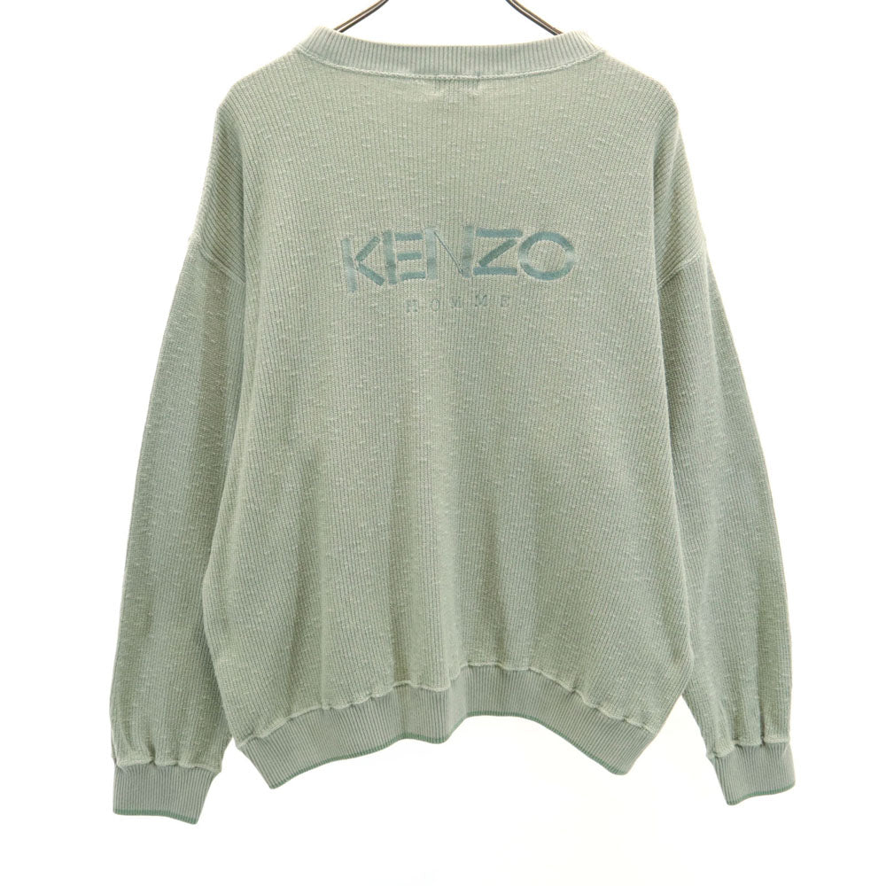 KENZO HOMME ケンゾーオム 90s 日本製 オールド バックロゴ刺繍 長袖 セーター F グリーングレー系 ニット レディース