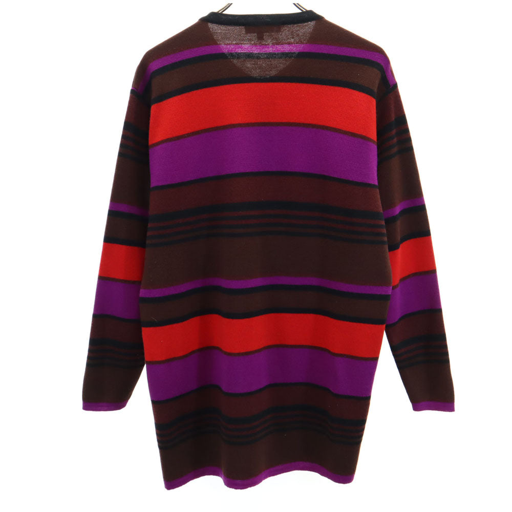 LANVIN ランバン ボーダー柄 長袖 ニットカーディガン 40 ブラウン 他 レディース