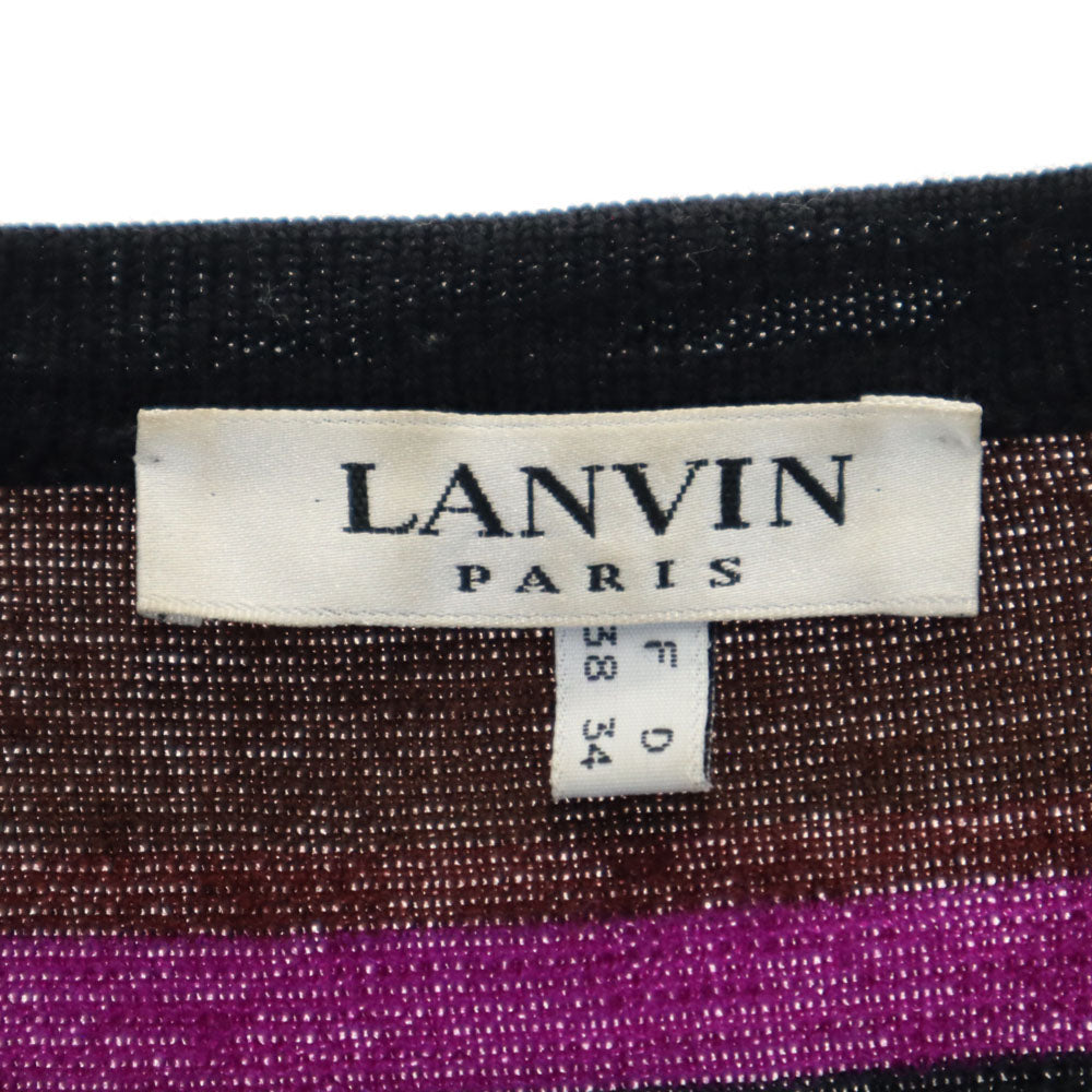 LANVIN ランバン ボーダー柄 長袖 ニットカーディガン 40 ブラウン 他 レディース