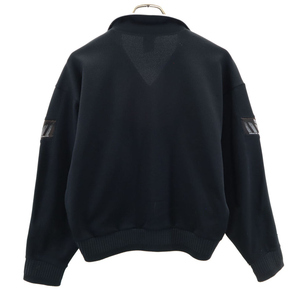 adidas アディダス 80s デサント製 オールド トレフォイルロゴ 長袖 ジップジャケット M ブラック ジャージ レディース