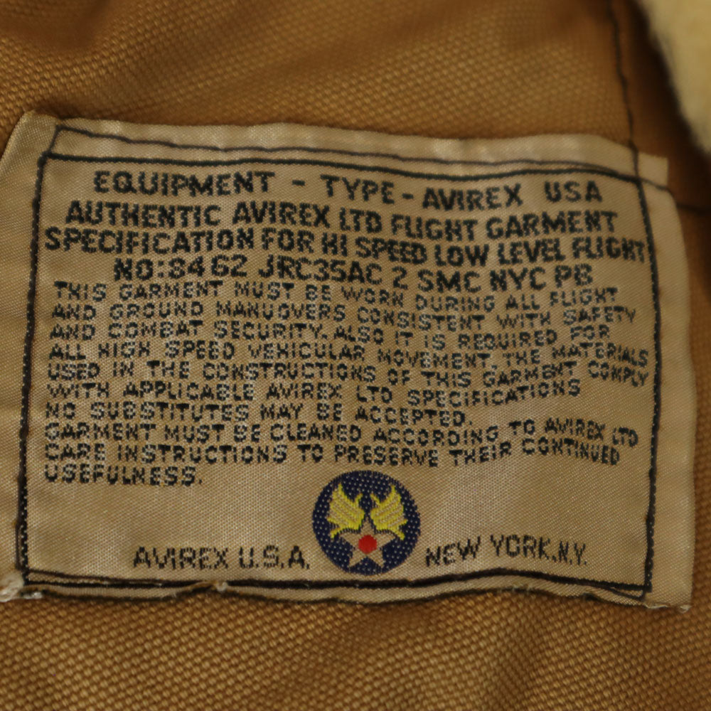 AVIREX アビレックス USA製 B-3 ムートンジャケット 40 ブラウン フライトジャケット ミリタリー メンズ