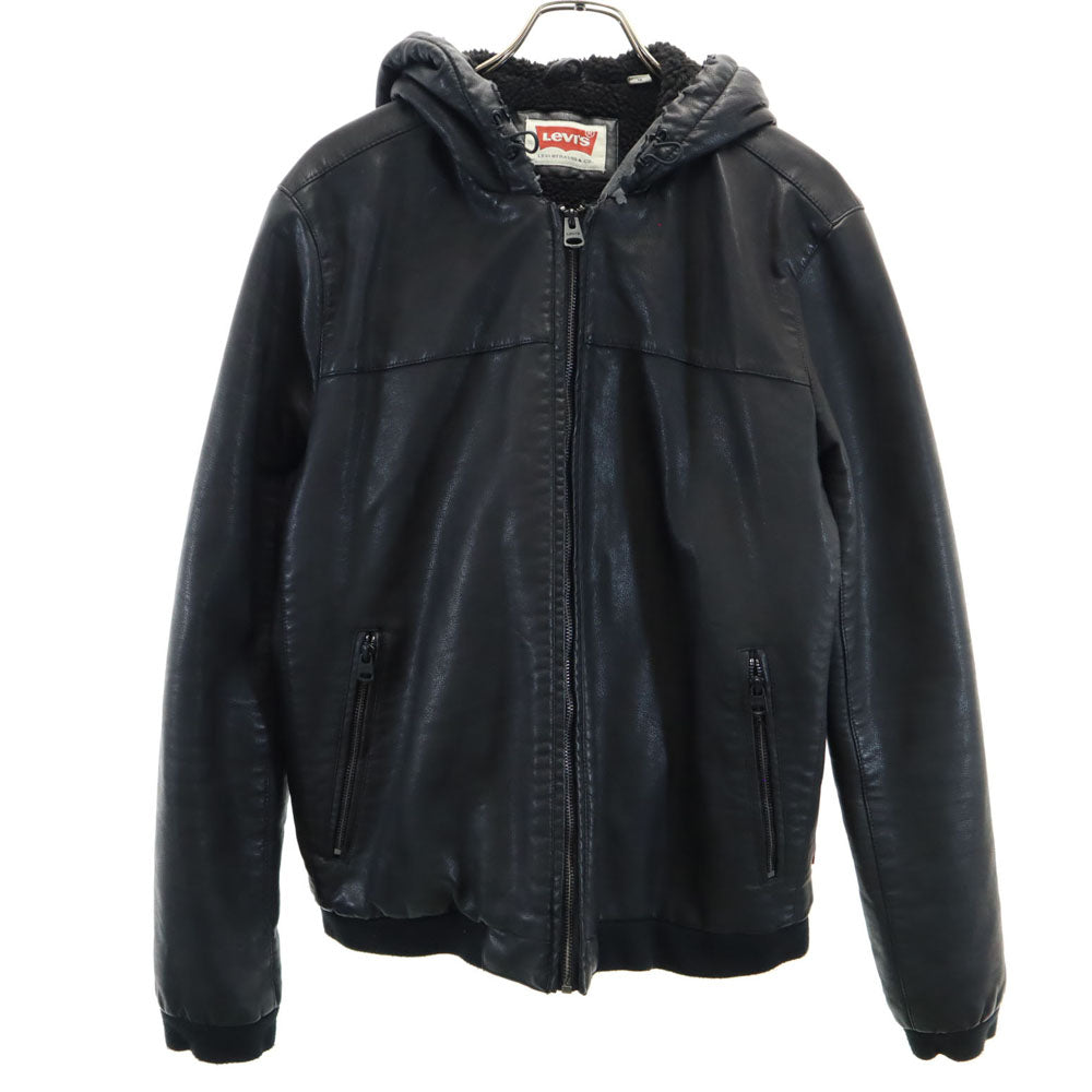 Levi's リーバイス フェイクレザー ジャケット M ブラック ブルゾン フーディー メンズ