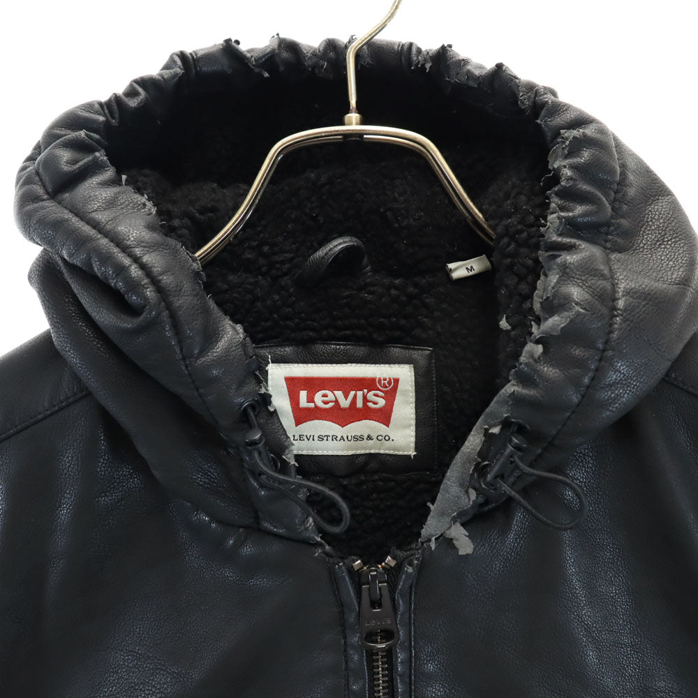 Levi's リーバイス フェイクレザー ジャケット M ブラック ブルゾン フーディー メンズ