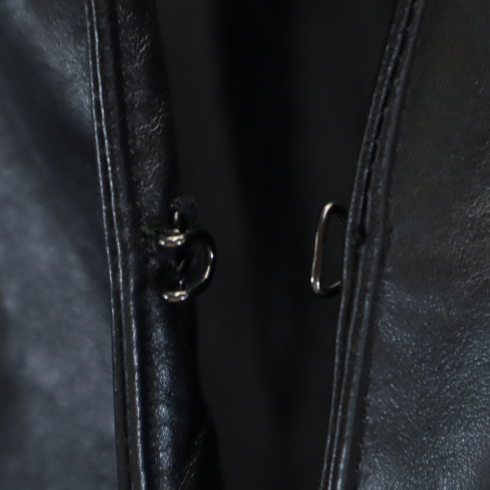 ダナキャランニューヨーク 7分袖 羊革 レザージャケット 6 ブラック DKNY DONNA KARAN NEW YORK レディース