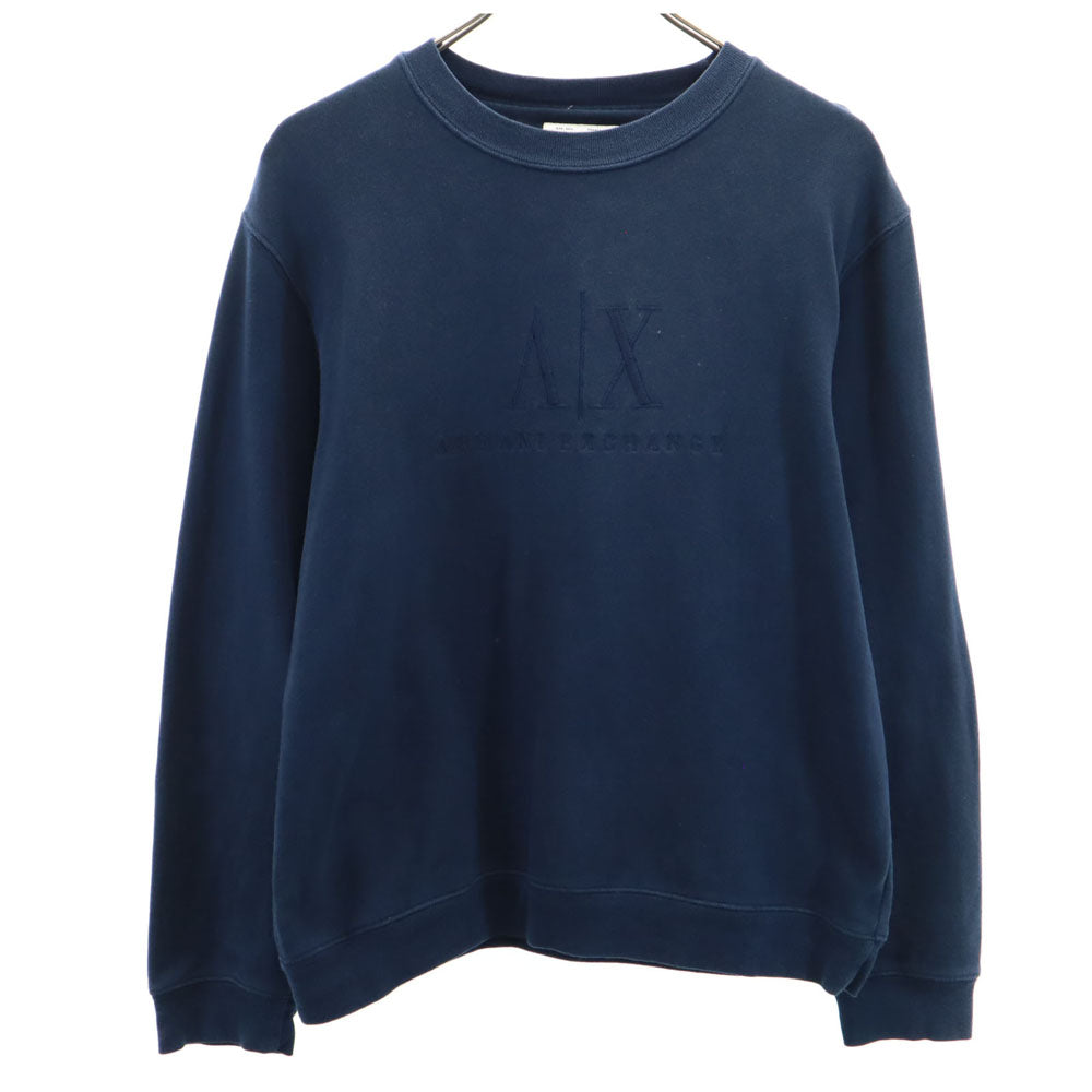 ARMANI EXCHANGE アルマーニエクスチェンジ 90s オールド 長袖 ロゴ刺繍 トレーナー XS ネイビー スウェット メンズ