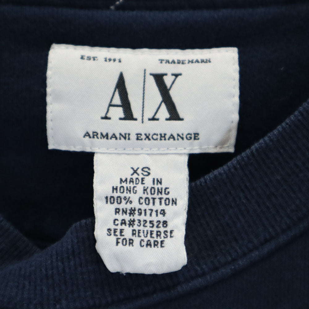 ARMANI EXCHANGE アルマーニエクスチェンジ 90s オールド 長袖 ロゴ刺繍 トレーナー XS ネイビー スウェット メンズ