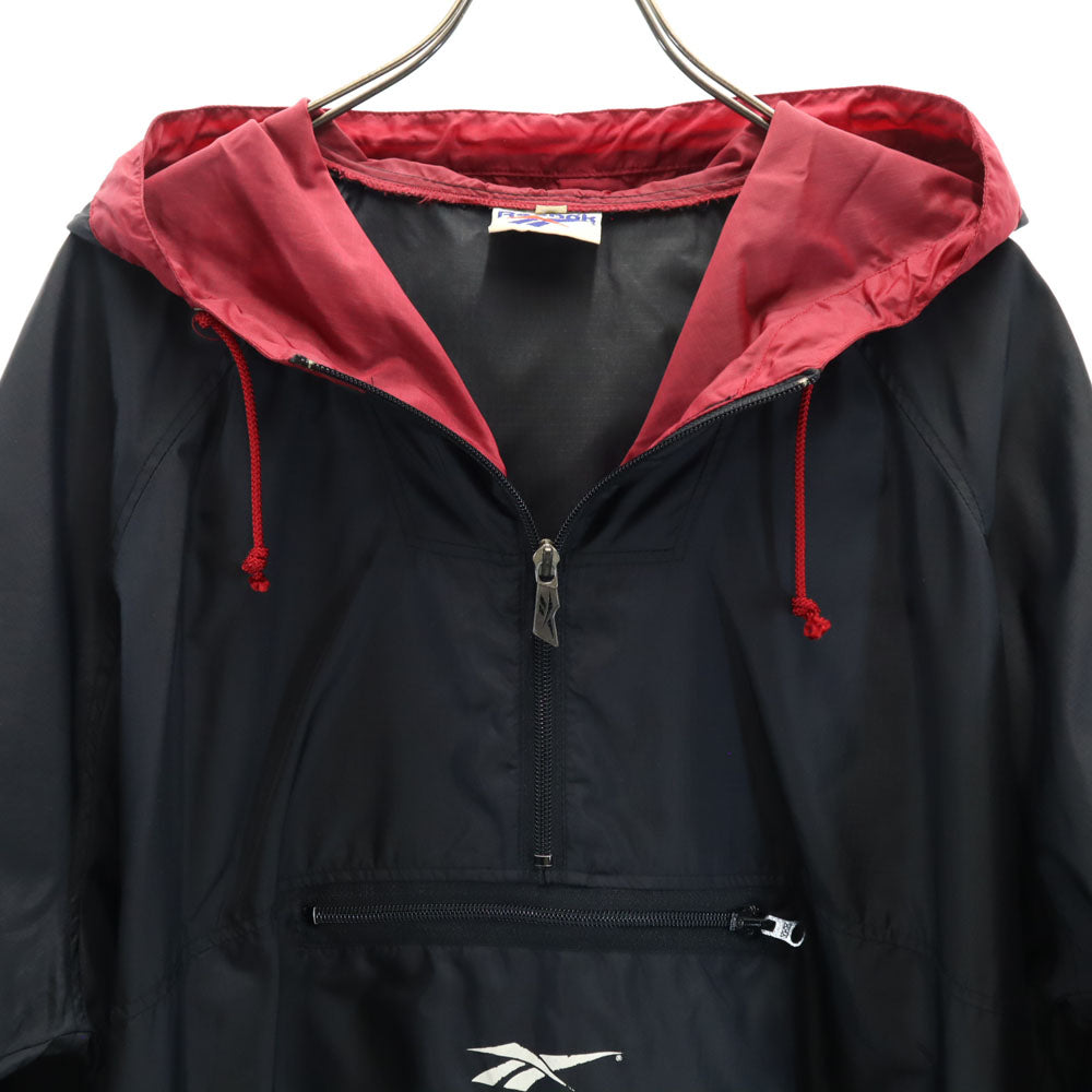 Reebok リーボック 90s オールド ナイロン アノラックパーカー LL ブラック ハーフジップ メンズ