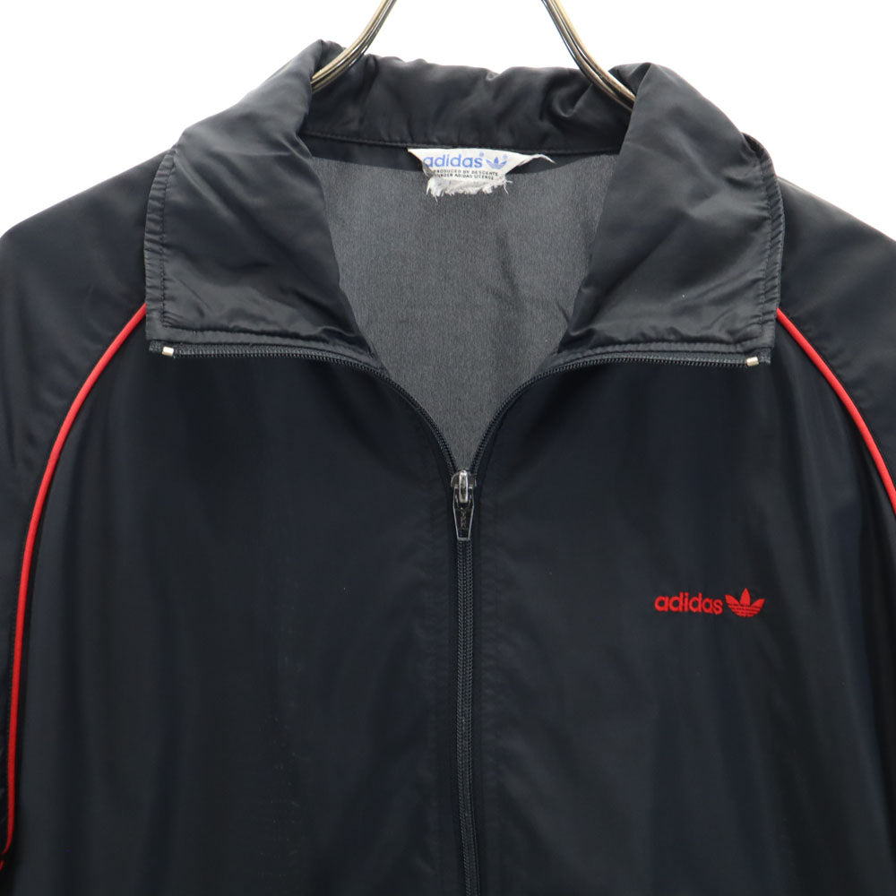 adidas アディダス 70s 80s デサント製 ヴィンテージ トレフォイルロゴ ナイロンジャケット LL ブラック ウィンドブレーカー メンズ
