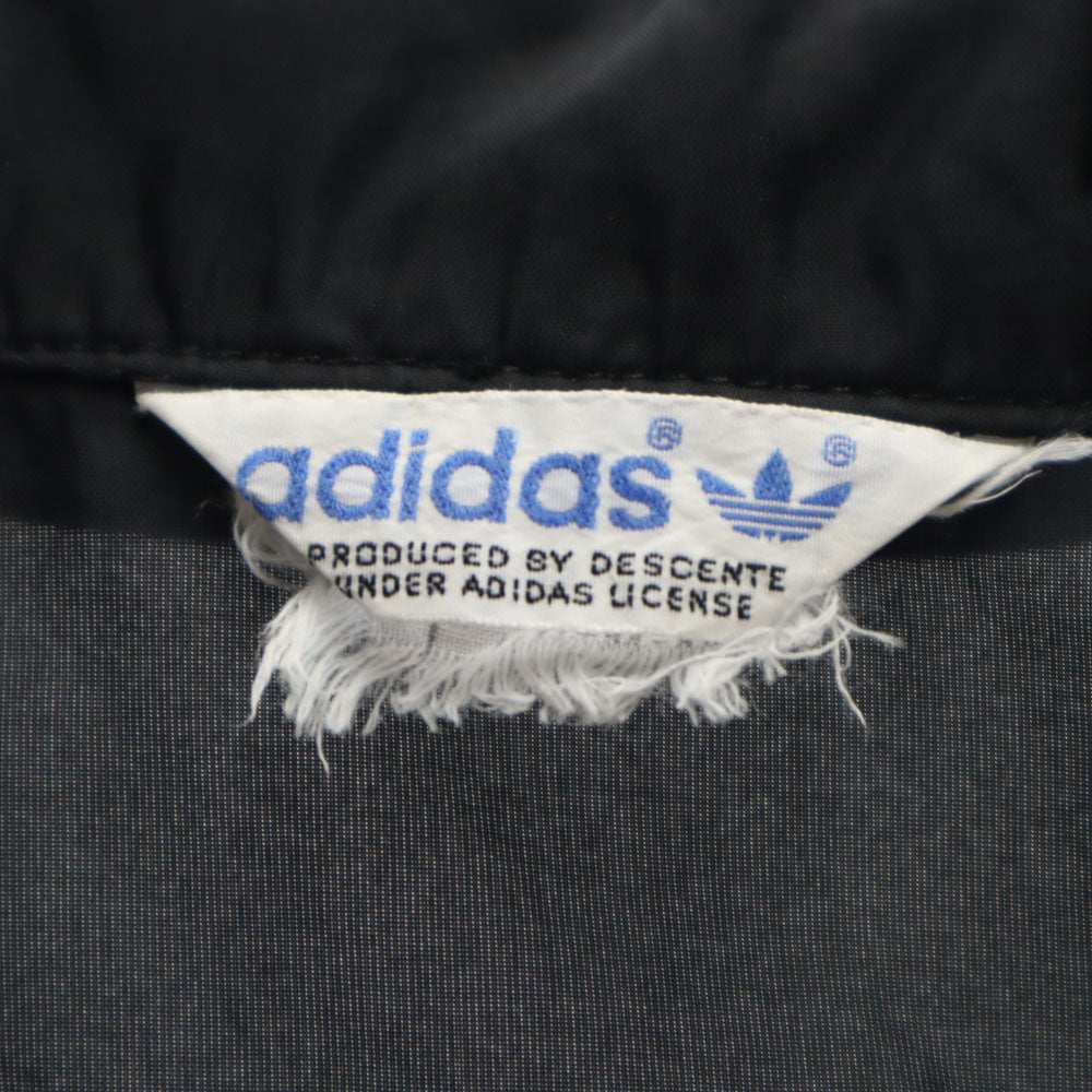 adidas アディダス 70s 80s デサント製 ヴィンテージ トレフォイルロゴ ナイロンジャケット LL ブラック ウィンドブレーカー メンズ