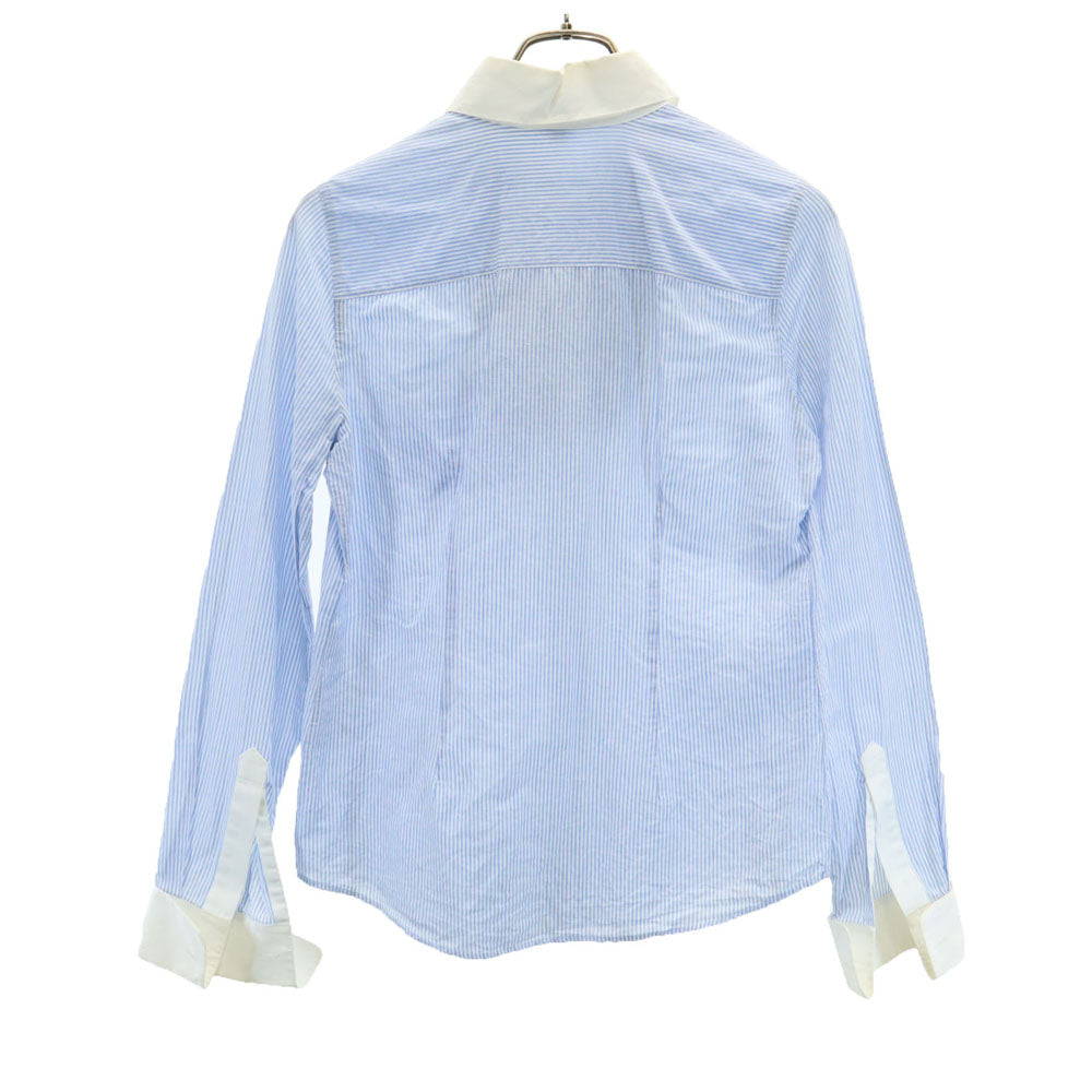 LOUIS VUITTON ルイヴィトン フランス製 長袖 コットンシャツ 36 ライトブルー フリル付き レディース