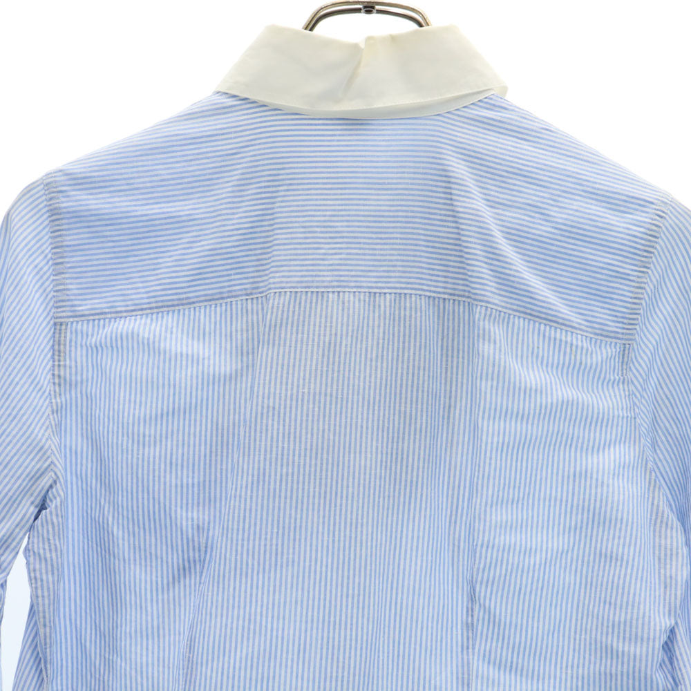 LOUIS VUITTON ルイヴィトン フランス製 長袖 コットンシャツ 36 ライトブルー フリル付き レディース
