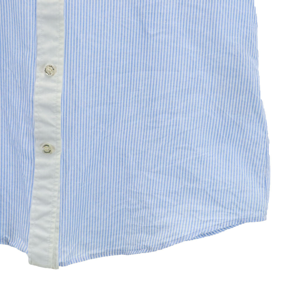 LOUIS VUITTON ルイヴィトン フランス製 長袖 コットンシャツ 36 ライトブルー フリル付き レディース