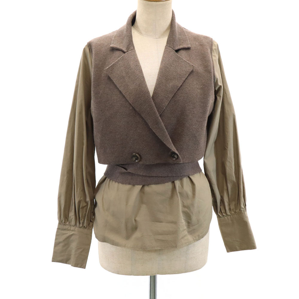 AMERI UNDRESSED アメリ 長袖 ニット ドッキング シャツ F ブラウン系 メンズ