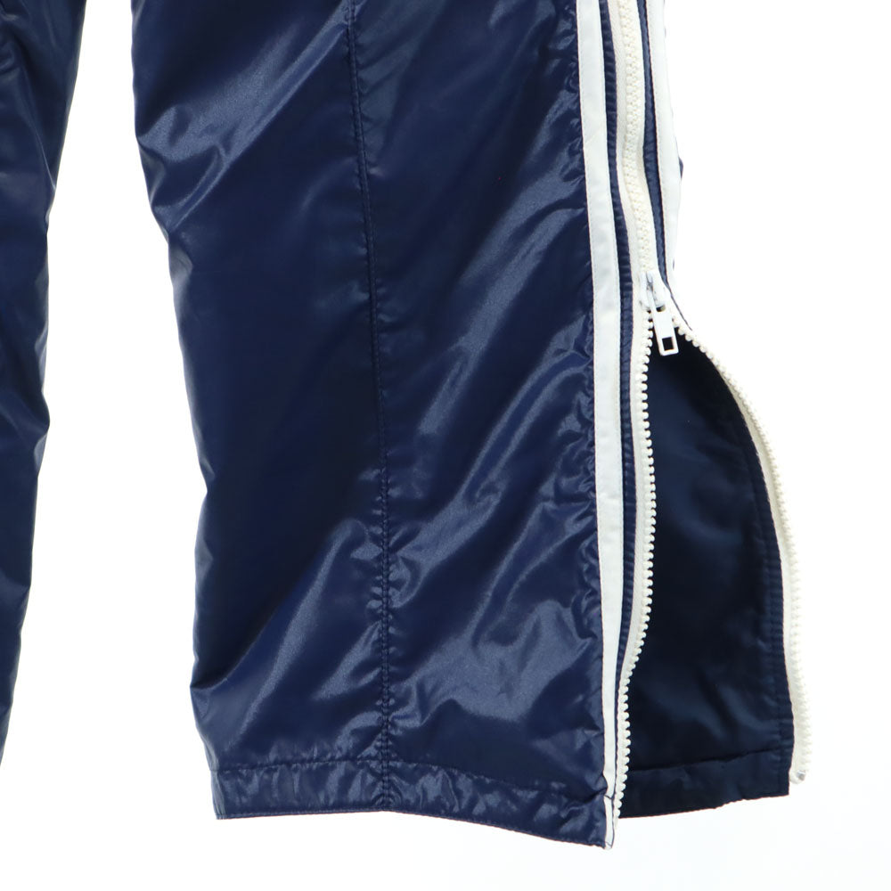 adidas アディダス 70s デサント製 ヴィンテージ トレフォイルロゴ刺繍 ナイロンジャケット 上下 セットアップ 11-12 ブルー系 薄中綿入り キッズ