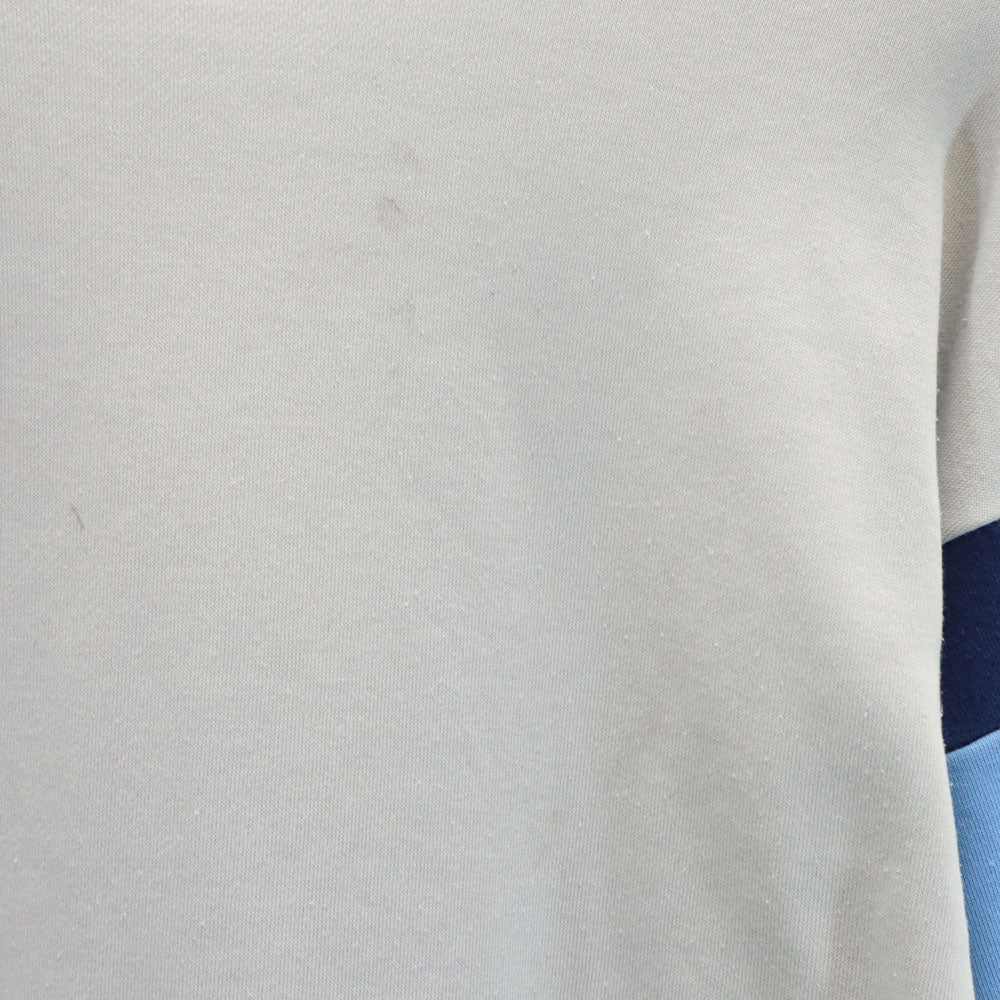 adidas アディダス 70s 80s デサント製 トレフォイルロゴ 刺繍 ヴィンテージ 長袖 ジャージ トレーナー M グレー×ブルー メンズ