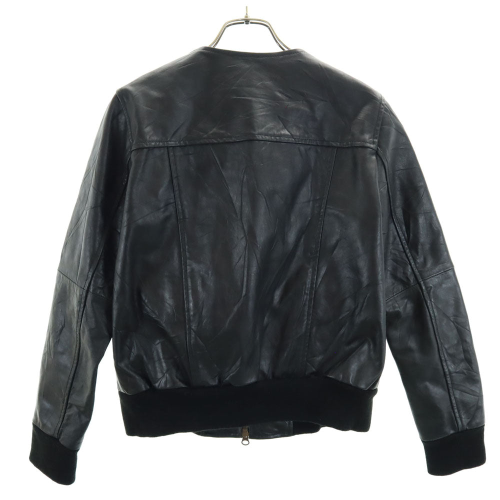 JTP LEATHER 本革 オールド ノーカラー レザージャケット S ブラック レディース