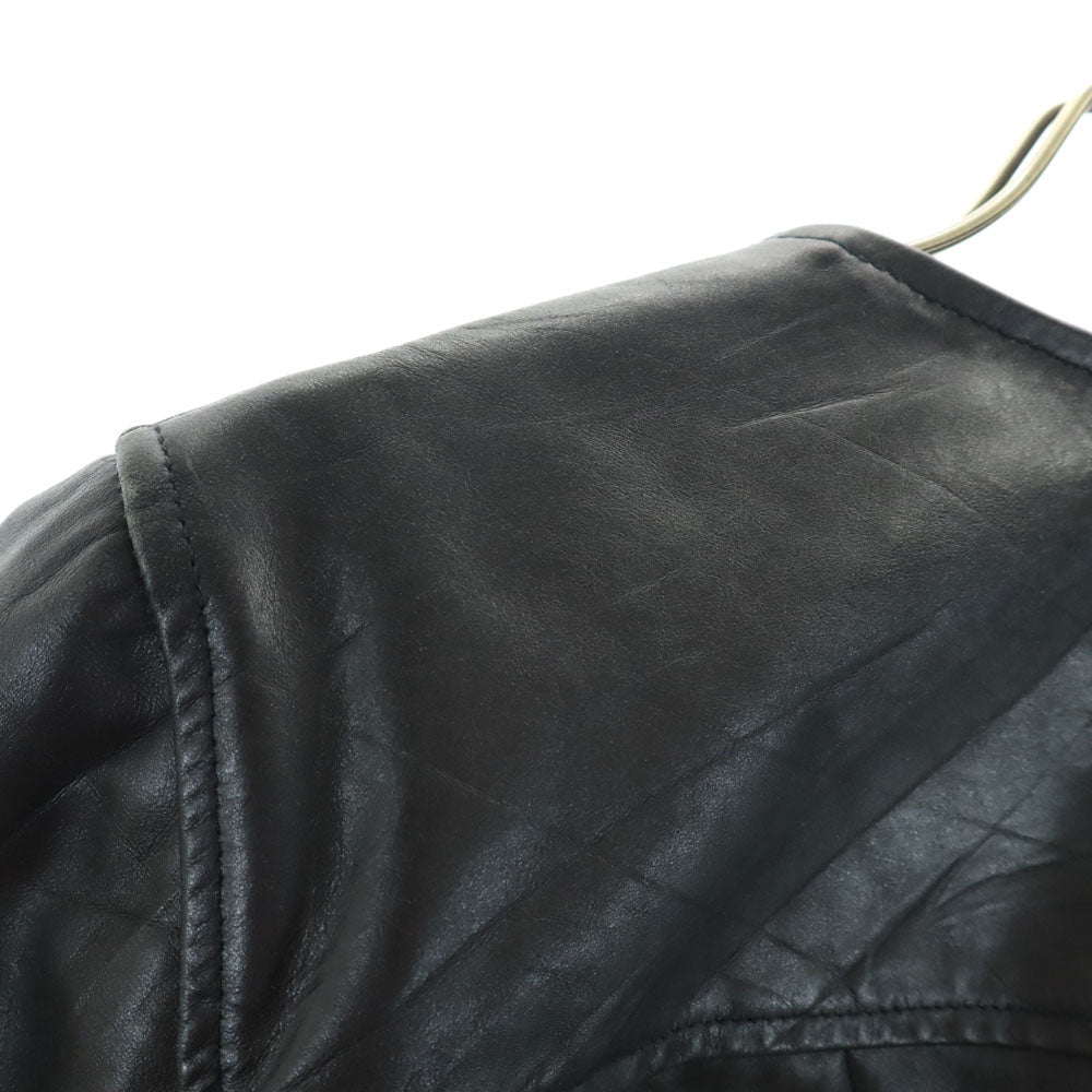 JTP LEATHER 本革 オールド ノーカラー レザージャケット S ブラック レディース