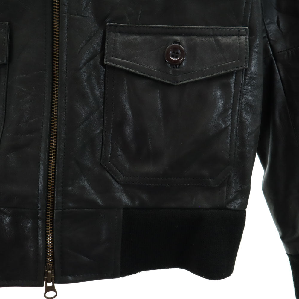 JTP LEATHER 本革 オールド ノーカラー レザージャケット S ブラック レディース
