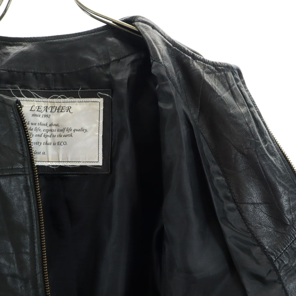 JTP LEATHER 本革 オールド ノーカラー レザージャケット S ブラック レディース